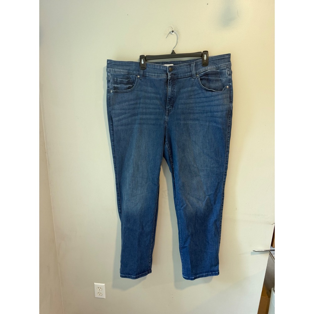 Lane Bryant Tighter Tummy High Rise Straight Leg Jeans Blue Denim Size 24 Plus
